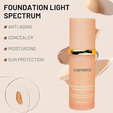 Match Cosmetics Foundation,Match Foundation 4 in 1,Foundation 4 in 1 - Medium Spectrum,Ultrablend 4 in 1 Foundation,4 in 1 Foundation Liquid with Spf 50,4 in 1 Concealer,Longwearing Waterproof (2PCS)